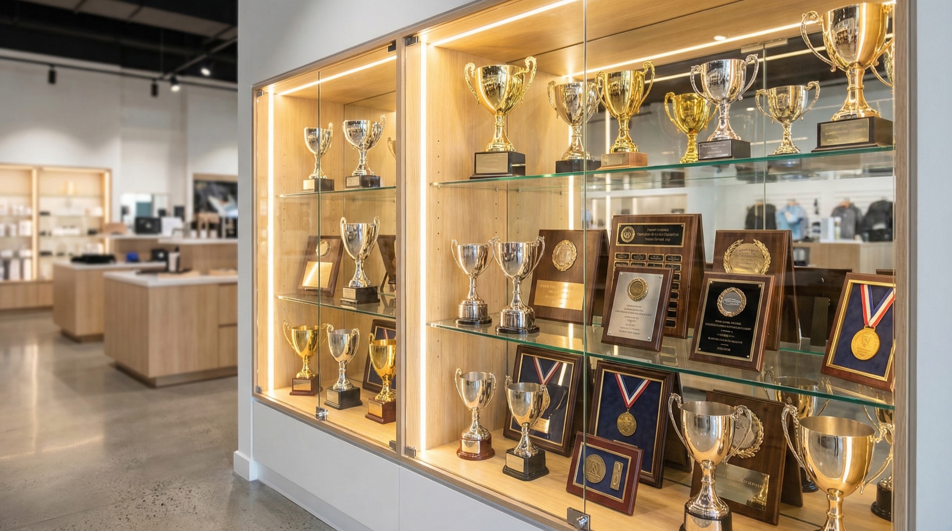 Trophy and awards display